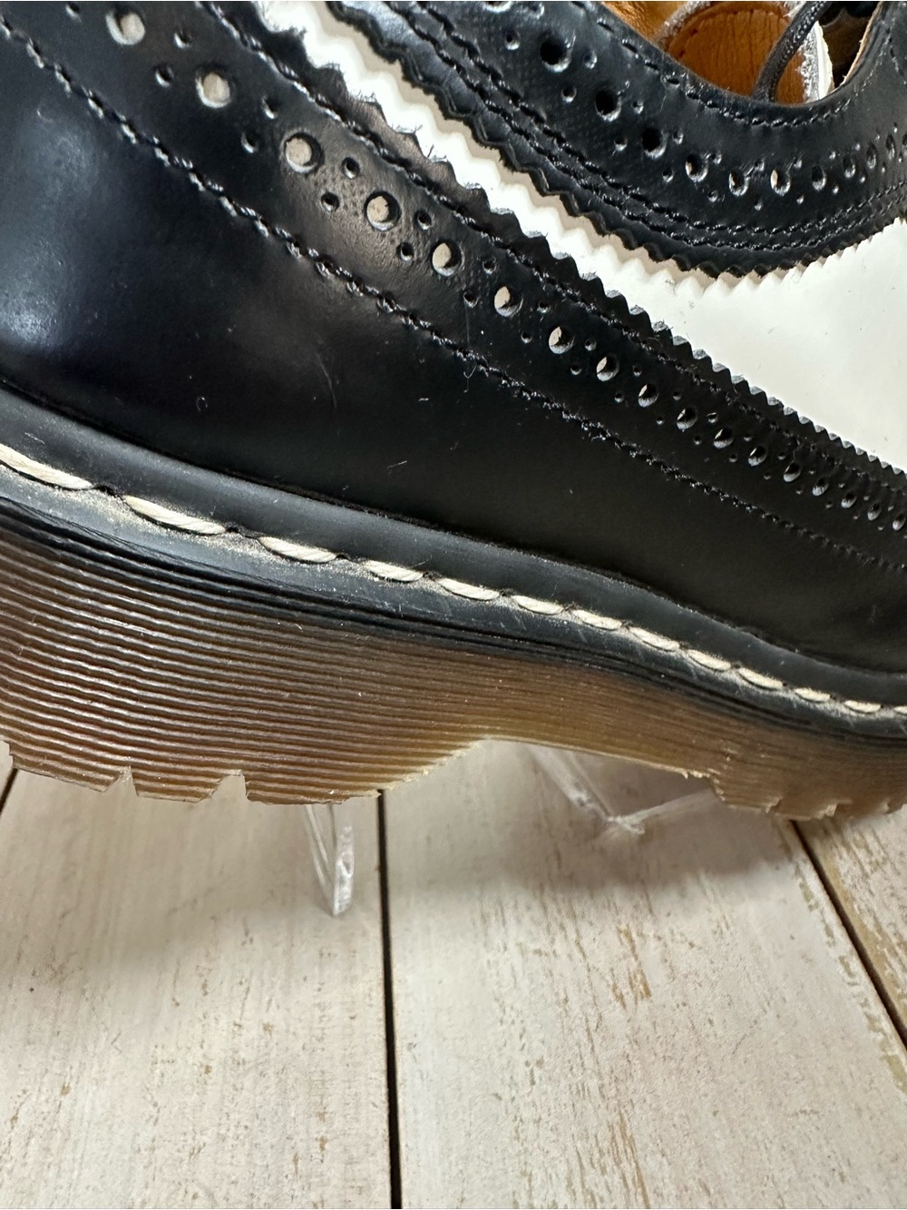 VTG 3989/34 Dr. Martens Brogue wingtip Black and white smooth Leather Oxford - Picture 5 of 12